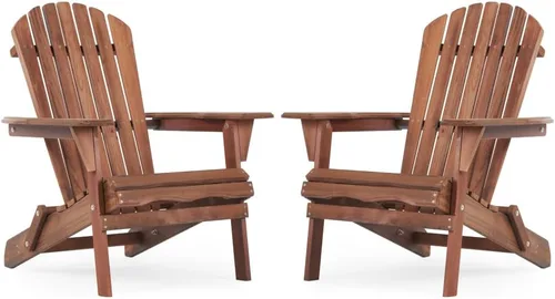 Miniatura 13 de Solid Wood Folding Adirondack Chair for Outdoor Patio Garden Deck Lounge - Comfortable Wooden Lawn Chair with Wide Armrests