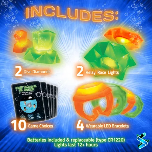 Miniatura 3 de Juguetes de piscina que brillan en la oscuridad: Starlux Pool Party Set – Up Pool Games para niños Edades 8 +, 1-8 jugadores Pulseras