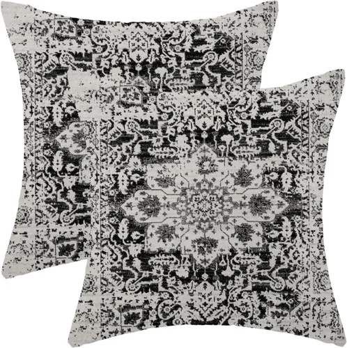 Miniatura 17 de Juego de 2 fundas de almohada bohemias de 20 x 20 pulgadas, fundas de cojín con patrón de alfombra, color amarillo mostaza y azul, diseño étnico
