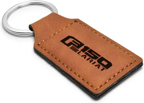 Miniatura 2 de iPick Image Compatible con llavero rectangular de cuero sintético marrón Ford F150 Lariat