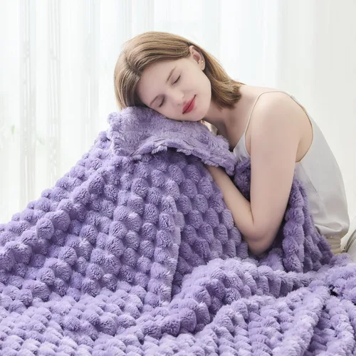 Miniatura 95 de NEWCOSPLAY Manta de Tiro Súper Suave Aqua Franela Sedosa Premium Forro Polar Jacquard Acanalado 3D Ligero Manta de Cama Uso en Todas las Estaciones
