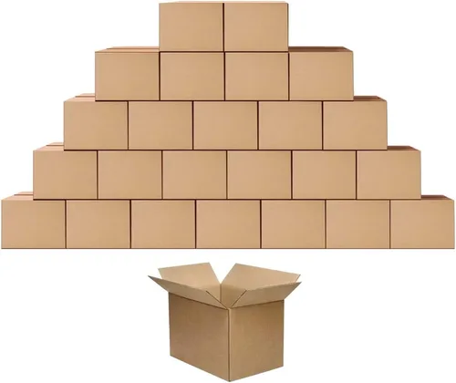 Miniatura 25 de Cajas de envío con embalaje de 8 x 6 x 4 pulgadas, cajas de cartón corrugado pequeñas de kraft para mudanzas, envíos por correo, 25 unidades 25