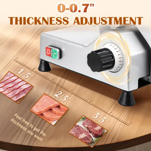 Miniatura 3 de CGOLDENWALL Máquina cortadora de carne comercial, 240W, 0-0.7" grosor ajustable, cortadora eléctrica de carne de delicatessen, queso y alimentos