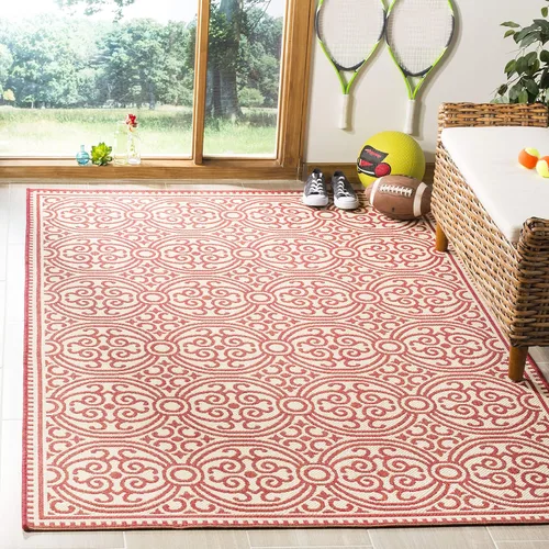 Miniatura 17 de SAFAVIEH Alfombra lavable para exteriores Linden Collection - 4 x 6 pies, aguamarina y crema, no desprende pelusa y fácil de limpiar, ideal