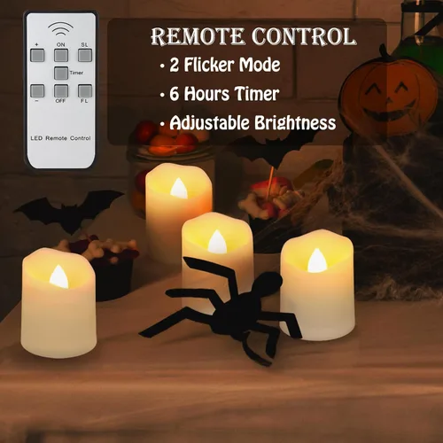 Miniatura 2 de FPOO Velas de té recargables sin llama con temporizador y control remoto, 12 velas votivas LED parpadeantes con 2 cables de carga USB, vela falsa