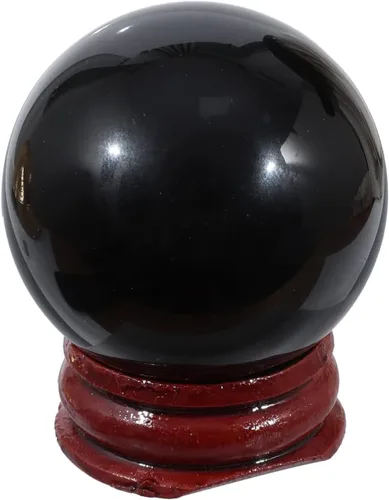 Miniatura 8 de Bola de cristal curativo de amatista de 1.575 in, decoración del hogar, esfera de adivinación Fengshui con soporte de madera