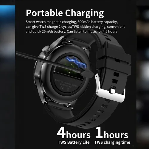 Miniatura 5 de Reloj inteligente con auriculares, relojes inteligentes TWS 2 en 1, reloj inteligente con pantalla AMOLED colorida de 1.43 pulgadas para Android Rosa