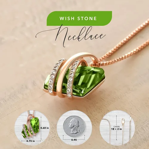 Miniatura 38 de Leafael Wish Stone - Collar con dije chapado en oro rosa de 18 quilates, con cristales de Swarovski, joyería de piedra natal, 18 pulgadas + 2