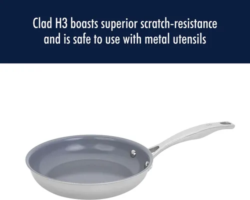 Miniatura 6 de HENCKELS Clad H3 - Sartén antiadherente de cerámica de inducción de 8 pulgadas, acero inoxidable, duradera y fácil de limpiar