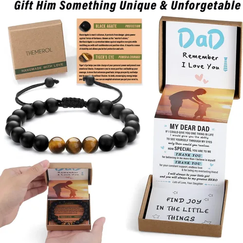 Miniatura 2 de Pulsera de cristal natural para adolescentes, niños, hombres, caja de regalo extraíble especialmente para hijo, nieto, papá, amor en cumpleaños