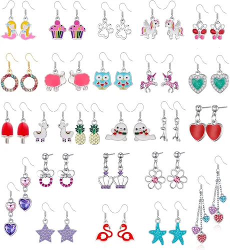 243033 Pairs Hypoallergenic Earrings for Girls Sensitive Ears Studs Set - Cute Earrings for Teen Girls - CZ Stud Earrings for Little Girls - Animal