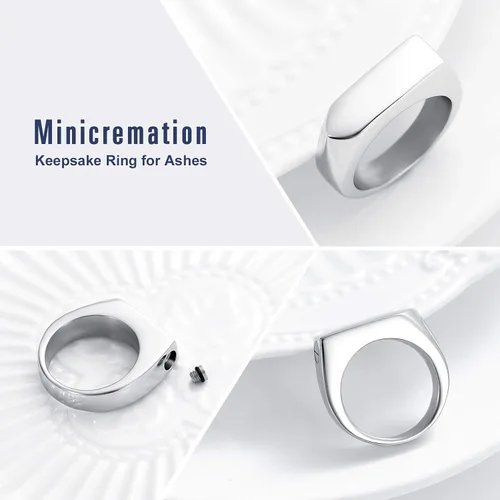 Miniatura 13 de Joyería de cremación para cenizas, geometría, estilo simple, anillo conmemorativo para cenizas, soporte para cenizas con kit de relleno, anillo