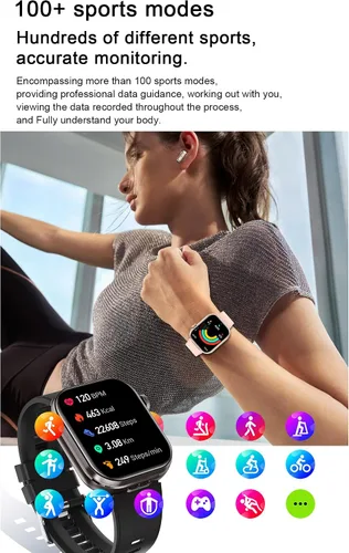Miniatura 7 de ZJX Reloj inteligente con auriculares, pantalla HD de 2.02 pulgadas, reloj de fitness para tomar/marcar, reloj inteligente 2 en 1 con auriculares