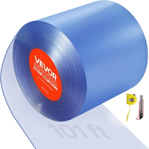 Miniatura 14 de VEVOR Cortina de tiras, 50 pies de largo x 8 pulgadas de ancho x 0.08 pulgadas de grosor, rollo de tira de cortina lisa de PVC transparente