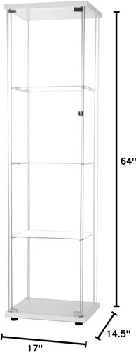 Miniatura 2 de Moderno vitrina de cristal de 4 niveles con puerta transparente, vitrina de la colección Curio de vidrio templado de 0.197 in, vitrina de cristal