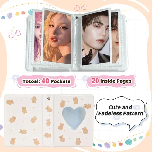 Miniatura 2 de Carpeta para tarjetas fotográficas Kpop de 3 pulgadas, bonito álbum de fotos, portátil, álbum de tarjetas de fotos Kpop con bonito colgante