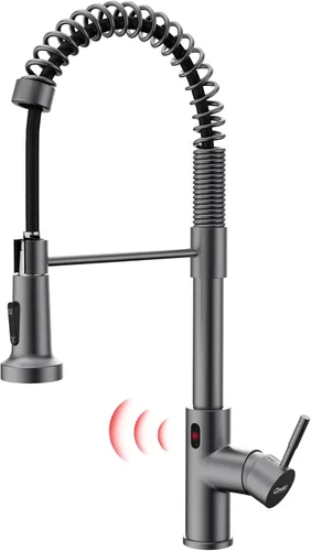 Miniatura 25 de GIMILI - Grifo de cocina sin contacto con resorte y rociador extraíble, sensor de movimiento, activado de manos libres inteligente, una sola manija