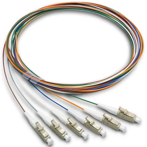 Miniatura 17 de 6 hilos multimodo OM1 62.5/125 ST-UPC fibra coleta, ST OM1 fibra óptica coleta, incluye 6 mangas de protección de fibra óptica de empalme de fusión
