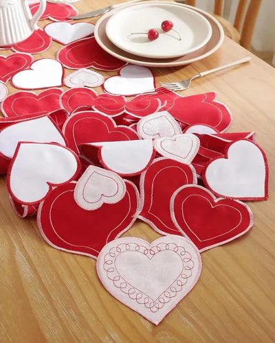 Miniatura 2 de Decoración del día de San Valentín, camino de mesa para el día de San Valentín, 70 pulgadas de largo, decoración de corazón bordado para el hogar