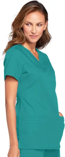 Miniatura 5 de Cherokee WW645 - Camiseta médica con cuello en V para mujer, moderna y clásica, con 3 bolsillos, lazo para instrumentos y tela resistente a