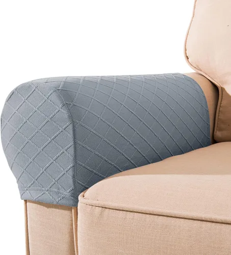 Miniatura 10 de Fundas para reposabrazos de sofá, paquete de 2 fundas elásticas para sillón, protector de reposabrazos de muebles para sofá, silla, sillón Gris