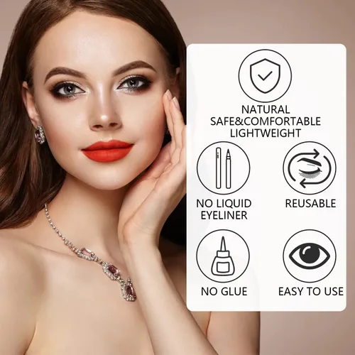 Miniatura 3 de Pestañas autoadhesivas reutilizables, no necesita pegamento ni delineador de ojos, fáciles de aplicar, pestañas postizas estables y antideslizantes