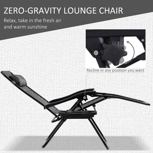 Miniatura 3 de Outsunny Juego de sillas Zero Gravity con mesa auxiliar, silla reclinable plegable con portavasos y almohadas, sillas ajustables para piscina, patio