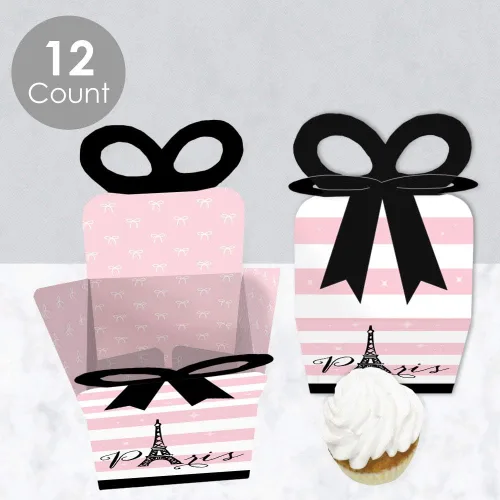 Miniatura 3 de Big Dot of Happiness París, Ooh La La - Cajas de regalo cuadradas para baby shower o fiesta de cumpleaños - Juego de 12 cajas de lazo con temática