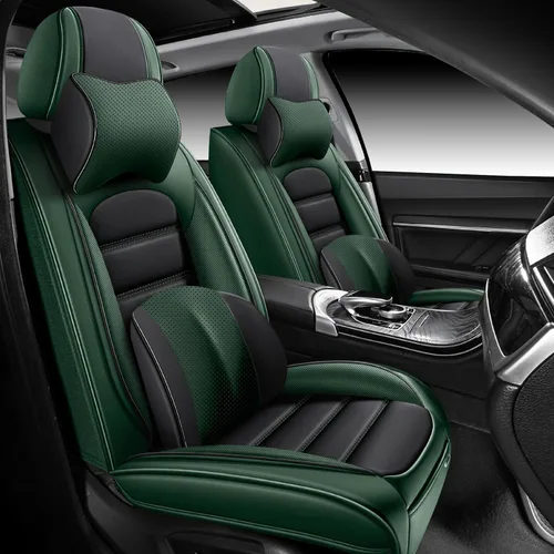 Miniatura 19 de Fundas de asiento para Chevrolet Chevy Aveo 2004-2011, funda de asiento de automóvil de piel sintética, compatible con bolsa de aire, protector
