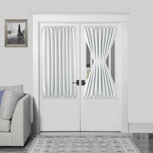 Miniatura 116 de DWCN Cortinas para puerta francesa: cortina térmica con bolsillo para barra para puertas con ventana de vidrio, puertas de cocina y patio