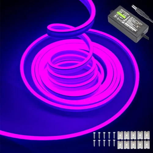 Miniatura 19 de dobestyou - Tira de luces LED de neón naranja - 16.4 pies (5 m) 12 V CC, 600 LED SMD2835, impermeable, flexible, luz de cuerda para decoración