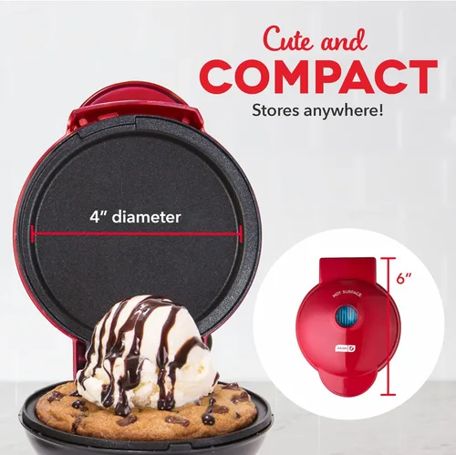 Miniatura 5 de DASH Mini Máquina para Hacer Waffles + Plancha, Paquete de 2 Máquina para Waffles + Plancha - Rojo