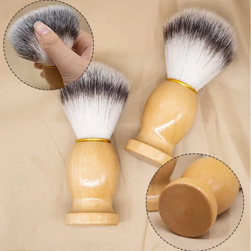 Miniatura 2 de Brochas de afeitar para hombres, paquete de 3 cepillos de afeitar de viaje, mango de madera vegana, herramienta de limpieza facial hecha a mano