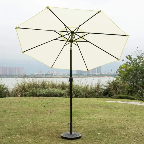 Miniatura 3 de Sunnyglade Sombrilla de patio de 9 pies para exteriores con 8 varillas resistentes (beige)