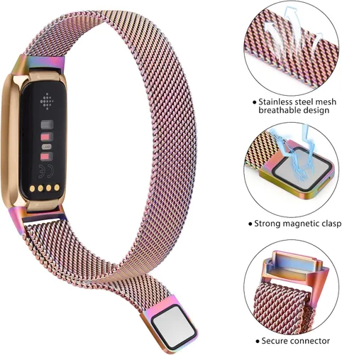 Miniatura 3 de Amzpas Correa de metal compatible con bandas Fitbit Luxe para mujeres y hombres, correa de repuesto de malla de acero inoxidable para Fitbit