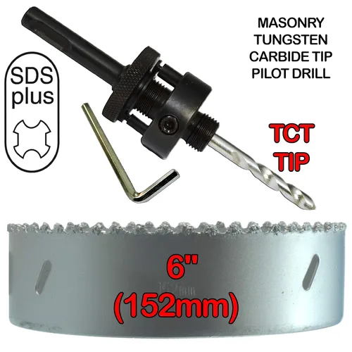 Miniatura 3 de Sierra de agujero HSS con mandril piloto de 2 piezas de alta velocidad para perforar madera y acero, broca de 1/4" de diámetro y eje, broca piloto