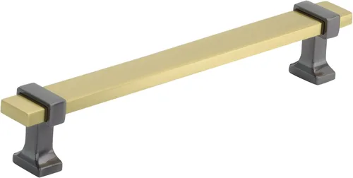 Miniatura 13 de Amerock Mango de gabinete Cromo negro/Oro cepillado 3-3/4 pulgadas (96 mm) de centro a centro Overton paquete de 1 unidad Jaladera