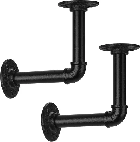 Miniatura 8 de Soporte de estante de tubo de 1/2 pulgada, soporte de estante flotante montado en la pared, soporte de metal colgante de pared punk de vapor