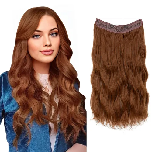 Miniatura 8 de SARLA Extensión de Cabello con Alambre Invisible con 3 Clips Pieza de Cabello Sintética Corta de Ondas de Playa Diadema Transparente Ajustable