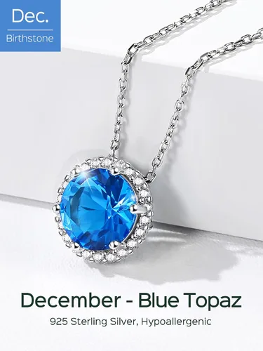 Miniatura 4 de ChicSilver Collar de plata de ley 925 con forma de corazón, redondo, pera, esmeralda y piedra natal simulada, regalo de cumpleaños para mujeres