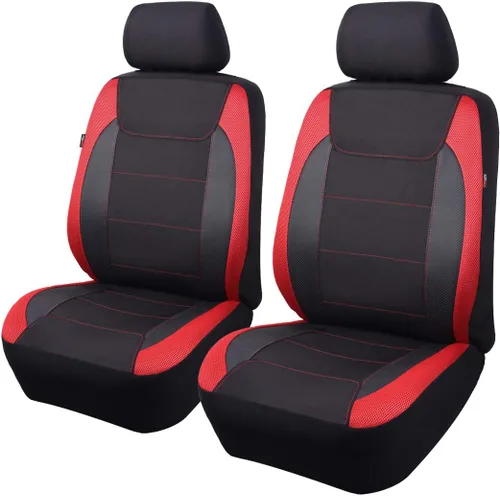 Miniatura 10 de Flying Banner Fundas de asiento de automóvil de fibra de carbono de calidad, tela de malla de aire, deportiva, respaldo bajo, respaldo alto