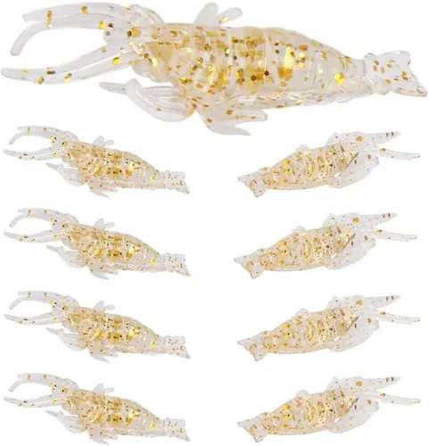 Miniatura 3 de Cebos de señuelo de camarones suaves, 20 cebo de camarón artificial, señuelos de pesca con brillo, 2.0 in, kit de gambas de gambas de silicona