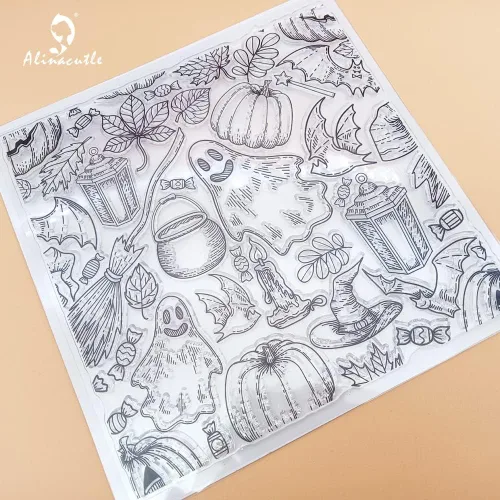 Miniatura 3 de Alinacutle Sellos transparentes de Halloween para manualidades, fantasma, para tarjetas hechas a mano, álbumes de recortes y álbum