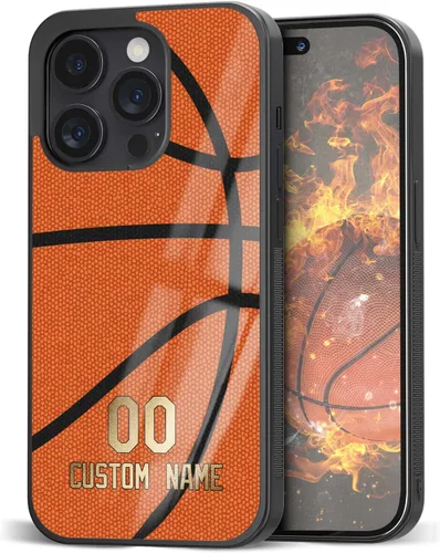 Fundas de teléfono de baloncesto con nombre personalizado para iPhone 11 12 13 14 15 16 17 Pro Max Plus Mini Xr Xs SE, Samsung A03 A13 A53 A54 A73