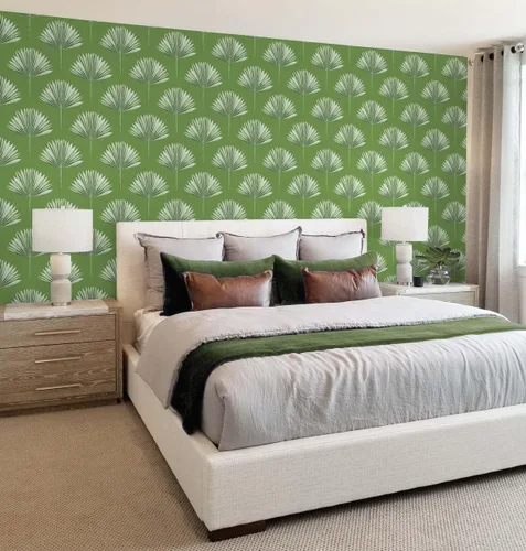 Miniatura 7 de NextWall Papel tapiz tropical para despegar y pegar de palmera (brote verde)