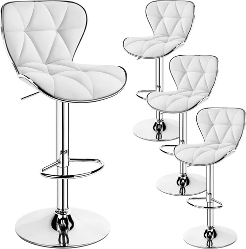 Miniatura 11 de Yaheetech Juego de 2 taburetes de bar, taburetes de bar ajustables de piel sintética con respaldo de concha, sillas de bar con reposapiés para Negro
