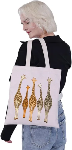 Miniatura 2 de G2TUP Bolsa de mano de jirafa amantes de la jirafa bolsa de comestibles reutilizable jirafa animal regalo de cumpleaños Bolso de mano jirafa