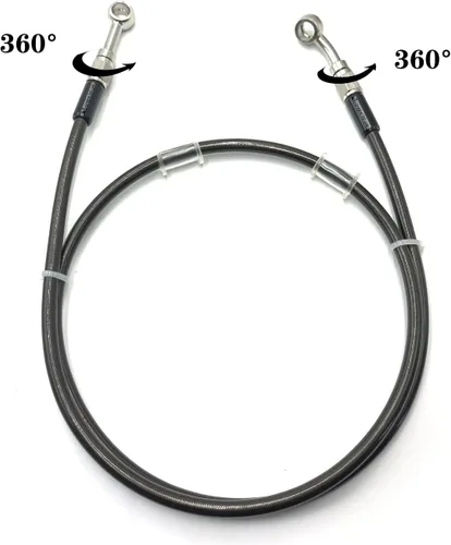 Miniatura 6 de AN3 M10 Manguera de freno de motocicleta de acero inoxidable trenzado negro Tubo de aceite de línea de freno de motocicleta con ajuste de acero