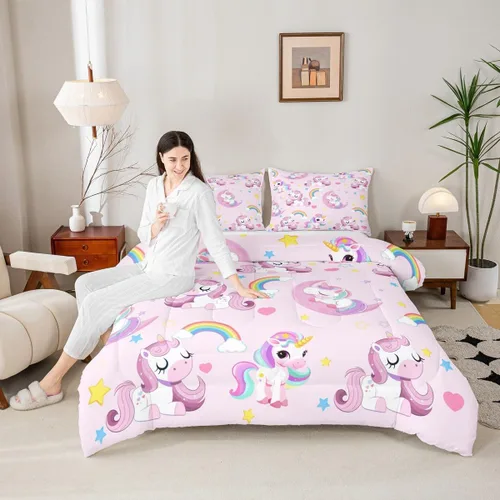 Miniatura 48 de Manfei - Juego de edredón para amantes de la gimnasia y la danza, tamaño individual, juego de ropa de cama romántica con diseño de cielo estrellado