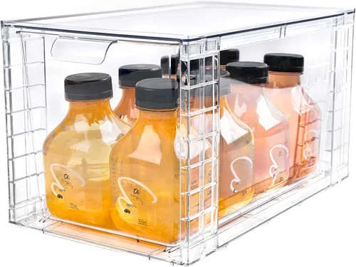 Miniatura 2 de Paquete de 2 cajones de almacenamiento apilables grandes, organizadores transparentes de acrílico con asa, fácil montaje para debajo del fregadero